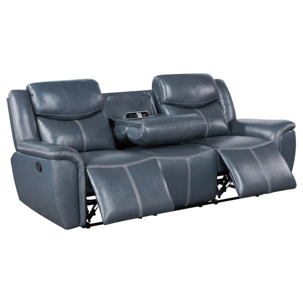 Blue Reclining Sofa with Drop Down Table T74201