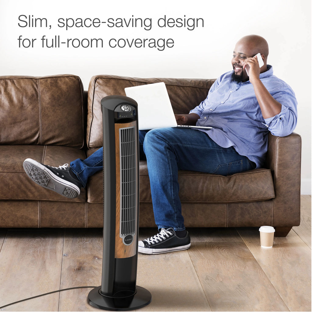 Black Brown Tower Fan with Remote Control I61412