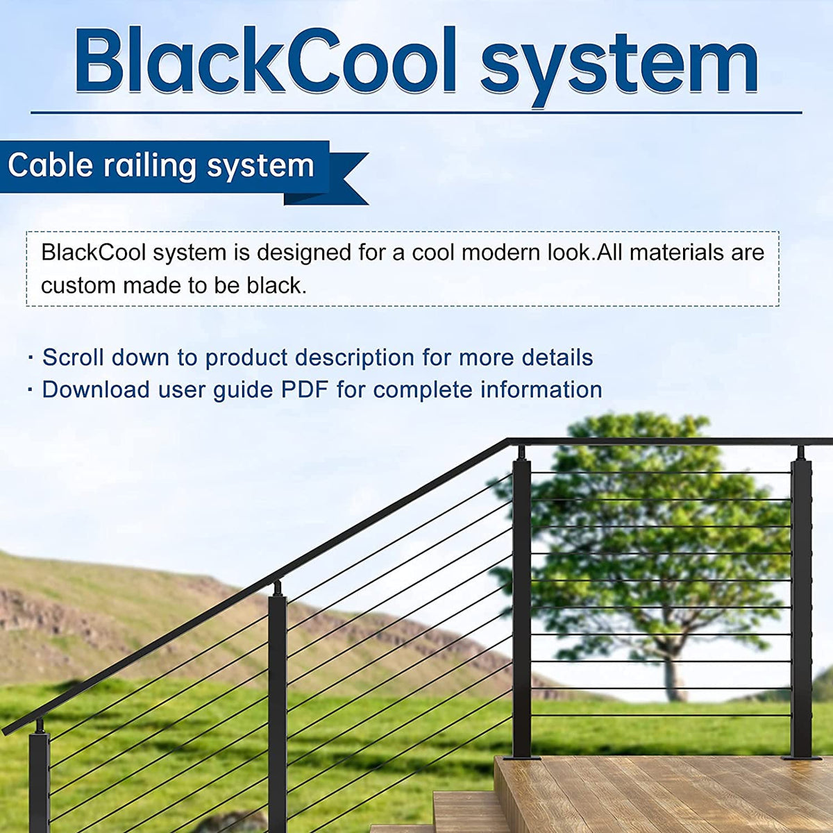 2 Pack Stainless Steel Black Cable Railing Post O50701