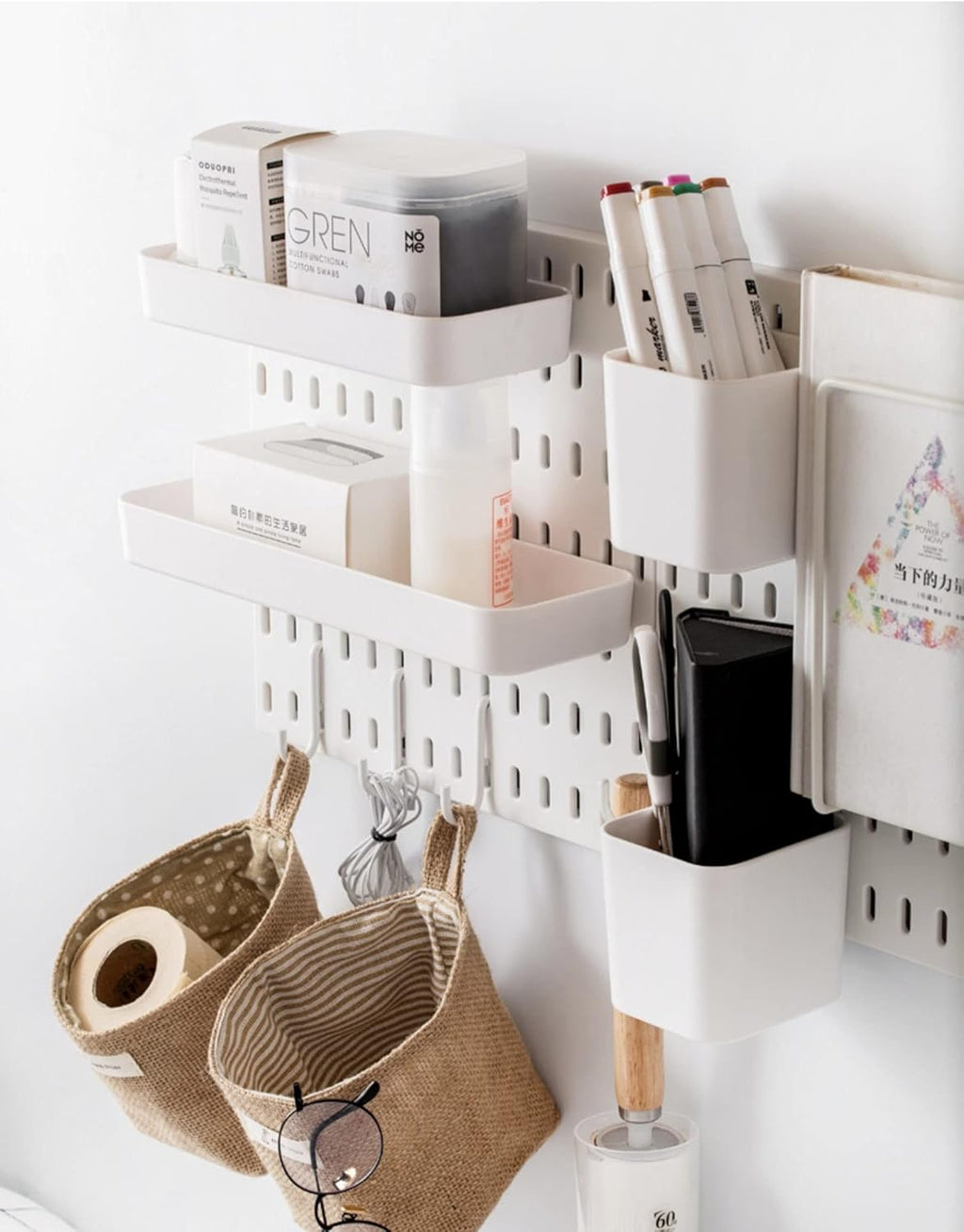 Pegboard Wall Organizer Kit 4 Boards 14 Piece Accessories 22x22 White Pack of 2 P31728