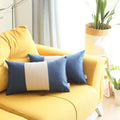Set Of Two 20" X 12" Grey And Blue Geometric Polyester Lumbar Pillow J725944