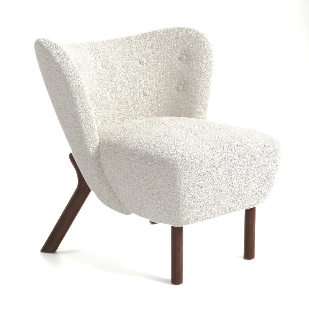 34" Wide Beige Teddy Tufted Wingback Chair with Solid Wood Leg L2083