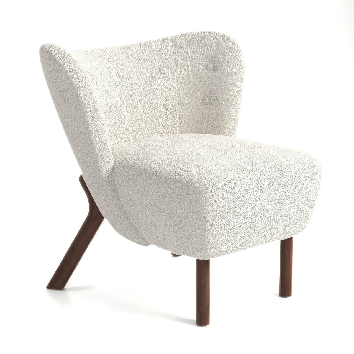 34" Wide Beige Teddy Tufted Wingback Chair with Solid Wood Leg L2083