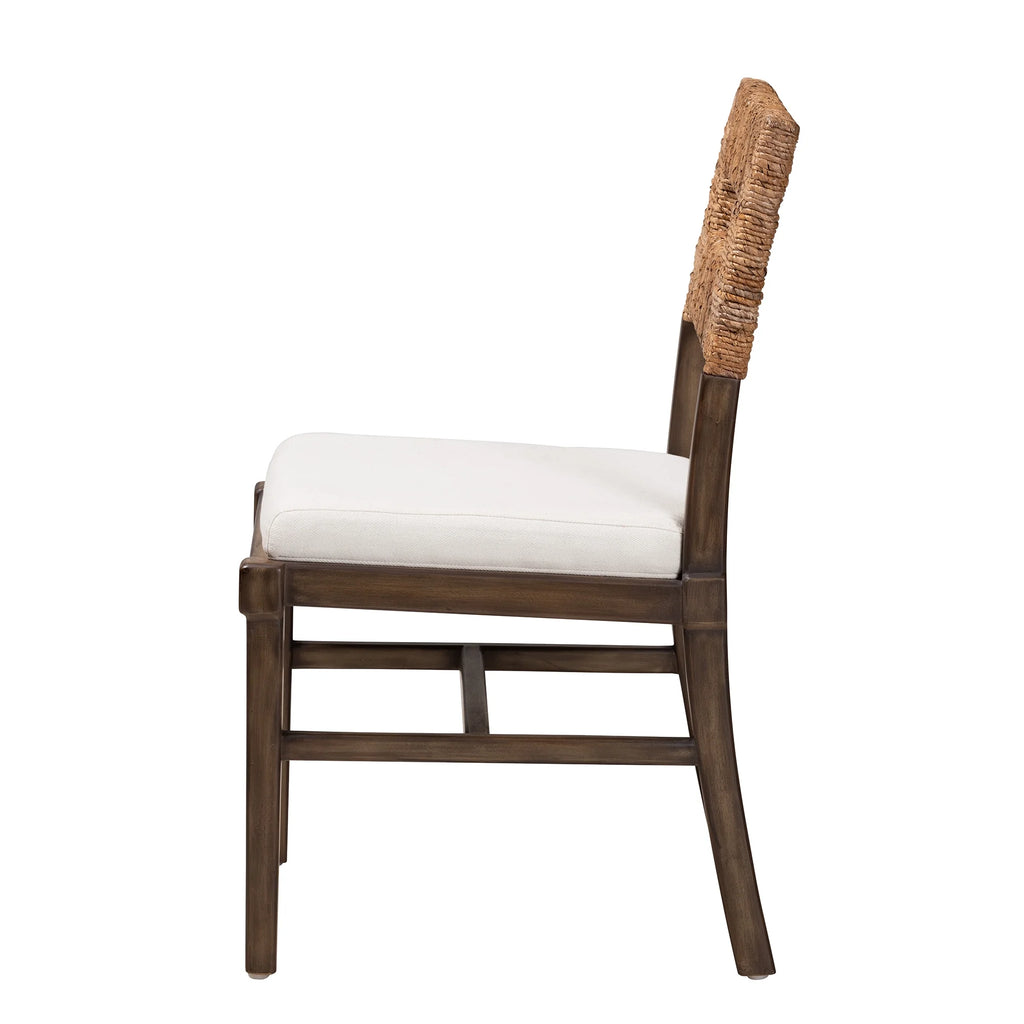 Dark Brown Mahogany Wood and Rattan Dining Chair L817372