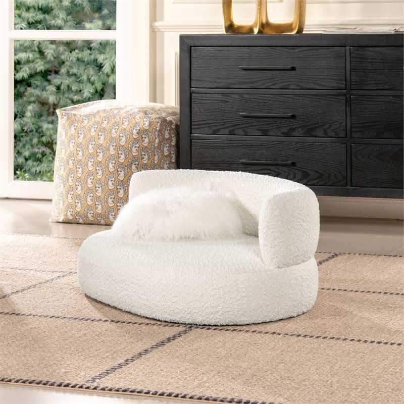 Medium Ivory Curved Dog Sofa Bed R924
