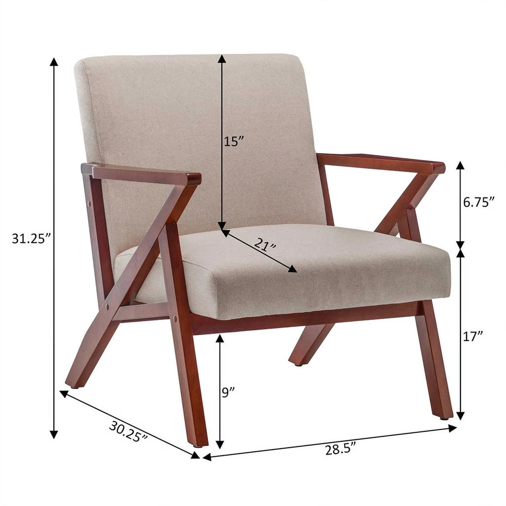 Beige Fabric Accent Lounge Armchair with Ottoman K354