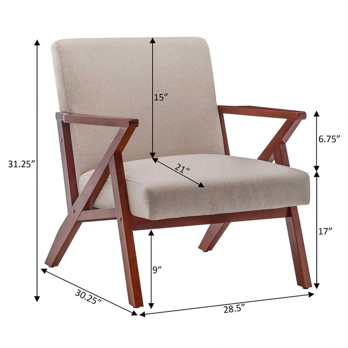 Beige Fabric Accent Lounge Armchair with Ottoman K354