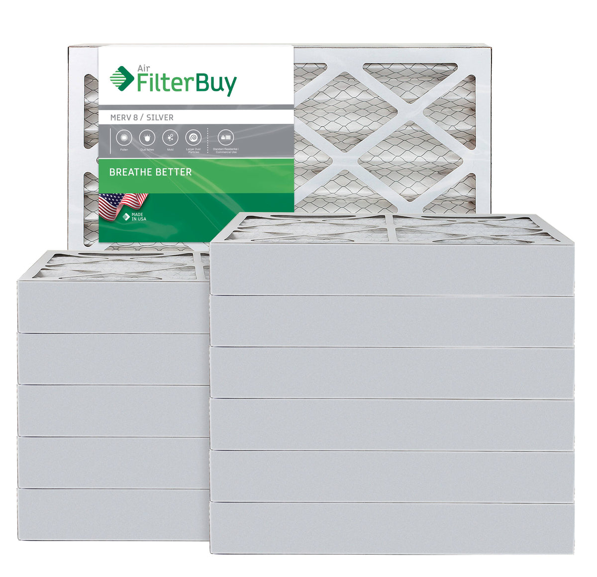 Silver MERV 8 14x14x4 Pleated AC Furnace Air Filter, Pack of 12 P463