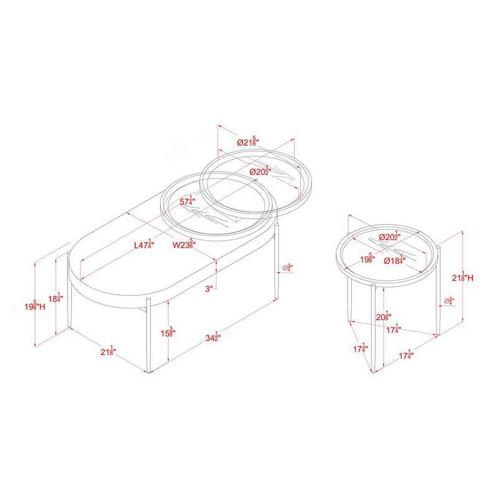 White 2-Piece Metal Coffee Table Set P204783