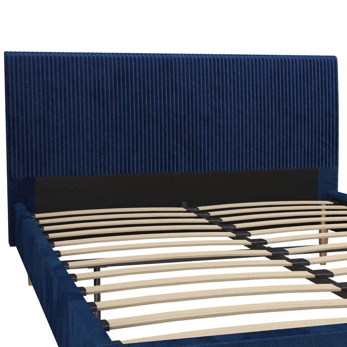 Queen Ivory Velvet Upholstered Bed with Headboard E842649