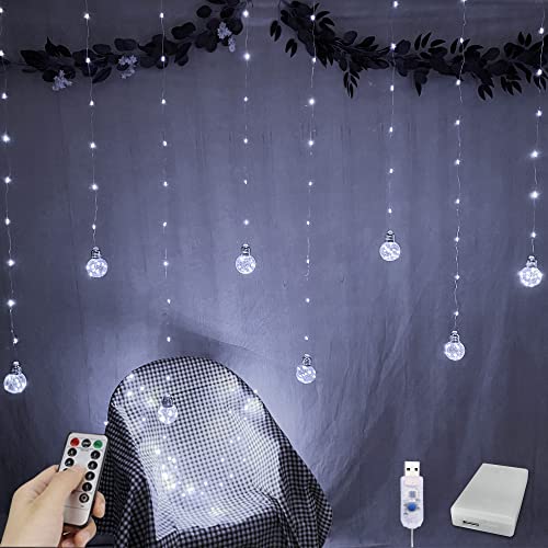 200 LED Warm White Curtain String Lights with Remote J305