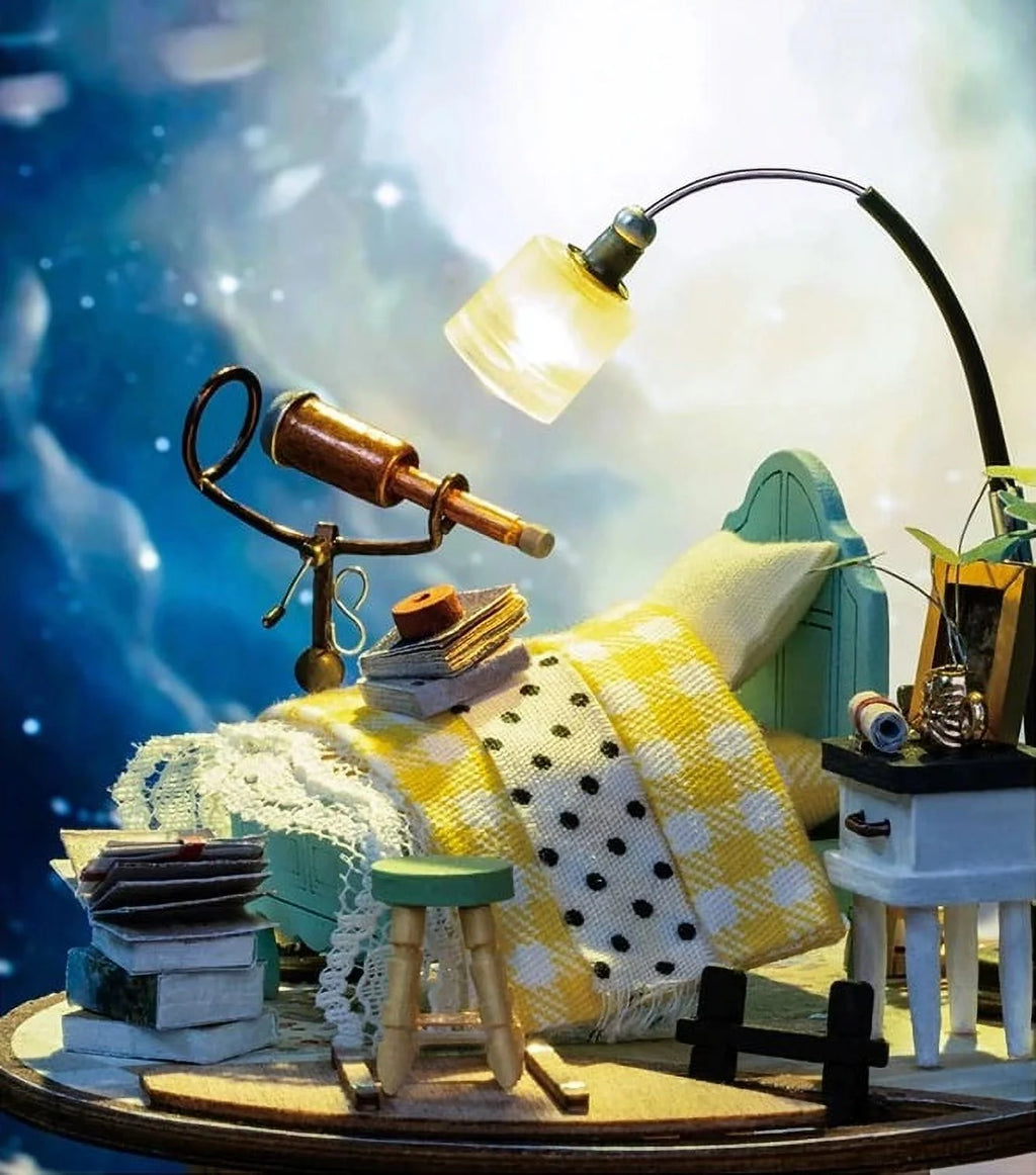 DIY Miniature Dollhouse Kit with LED Lights Wooden Building Kit A7117