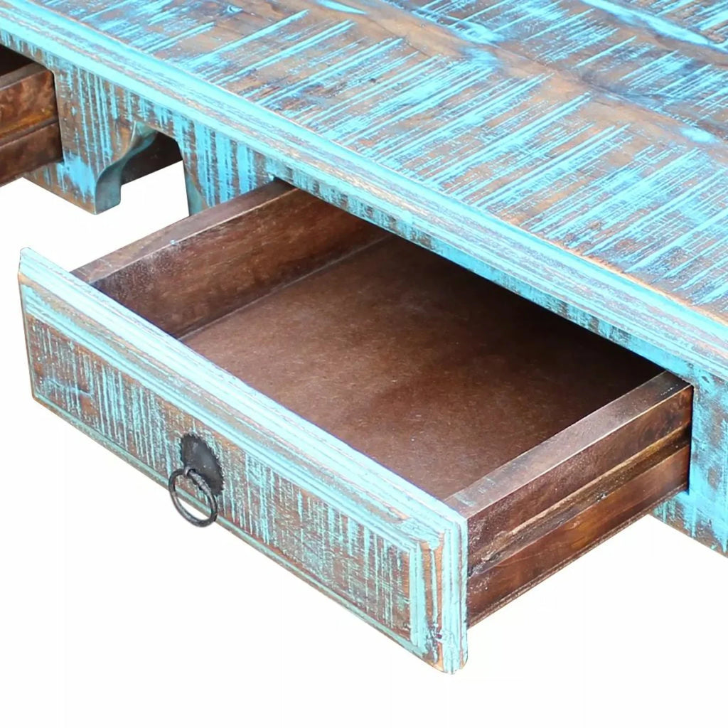 Retro Desk with 2 Storage Drawers Reclaimed Wood Writing Desk S97920