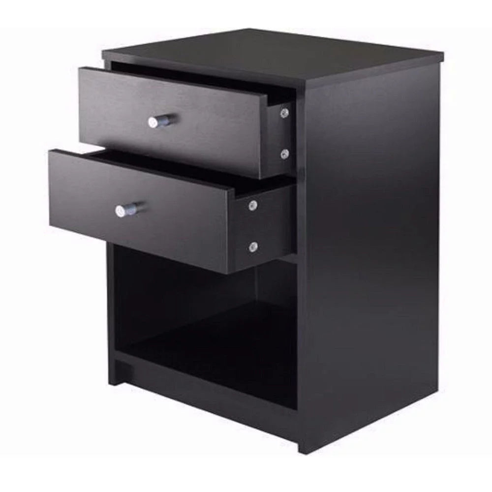 2 Drawer Black Wooden Nightstand M415230