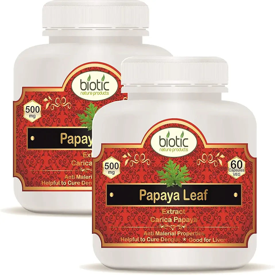 Papaya Leaf Extract 500mg 120 Veg Capsules Pack of 2 G525