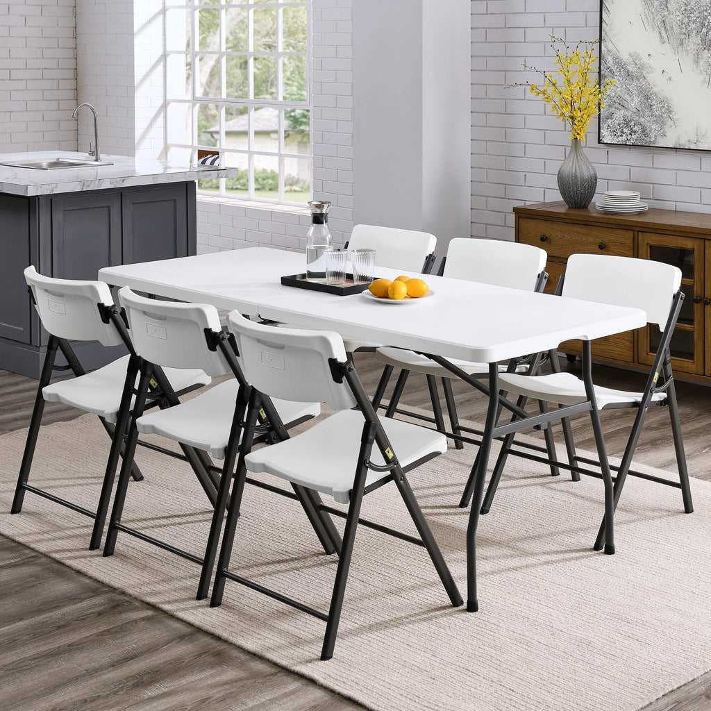 White 6 Foot Fold-in-Half Plastic Table A19779