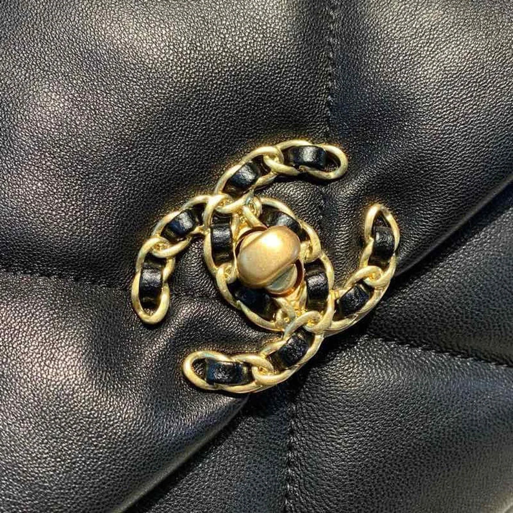 Black Goatskin Leather Flap Bag K5863