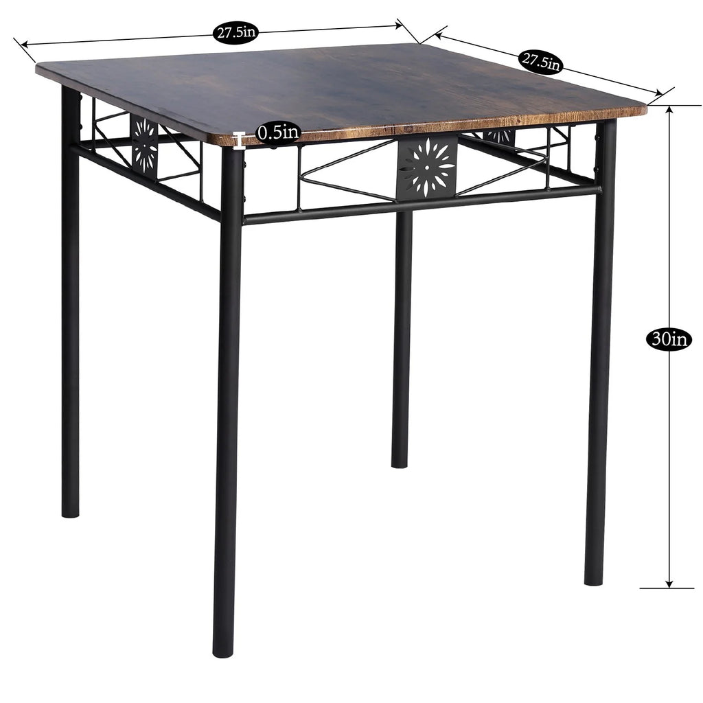 3-Piece Dining Table Set with 2 Black Chairs S8278