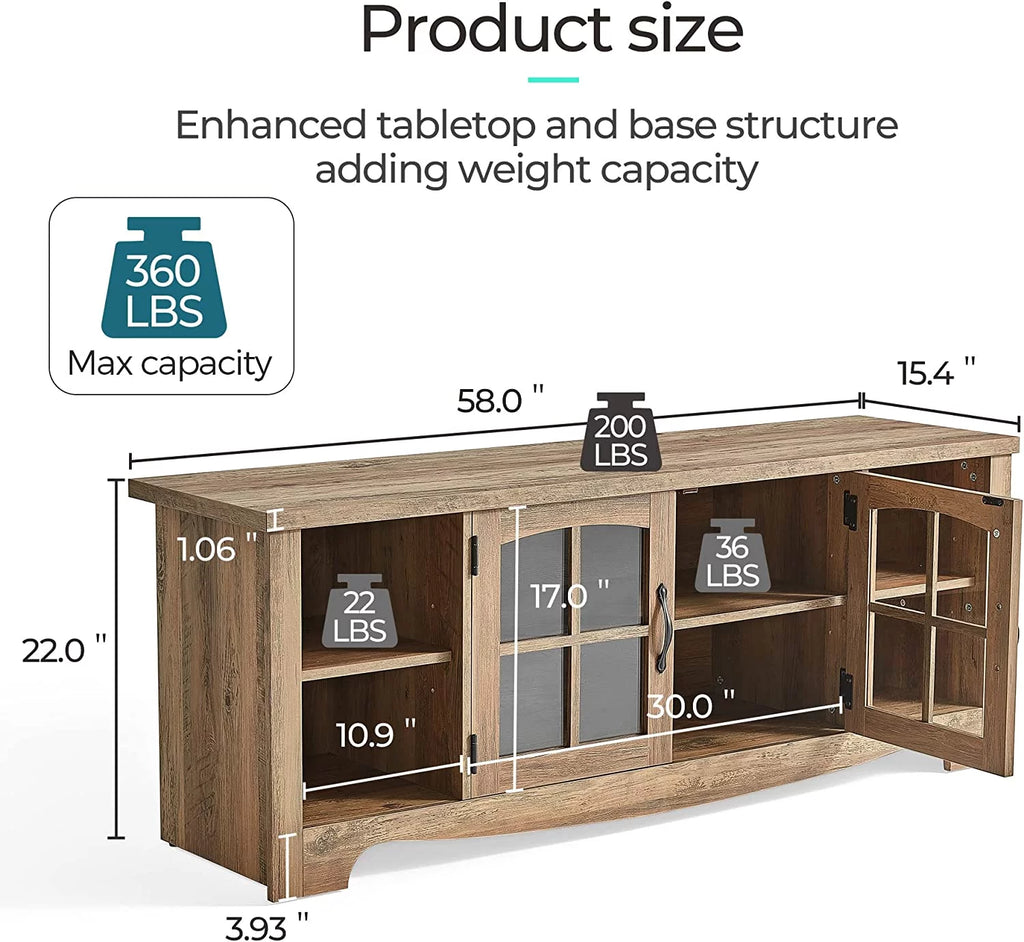 Modern Farmhouse TV Stand with Storage Cabinet and Adjustable Shelves L9702