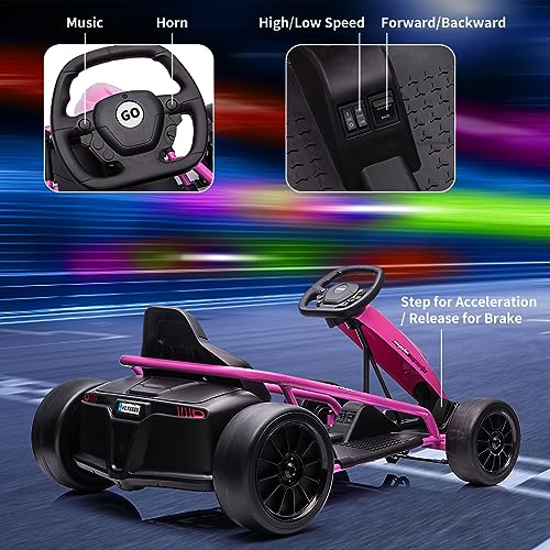 Electric Go Kart, 24V 2 x 300W 8MPH Drift Karts with Seat Belt F3605