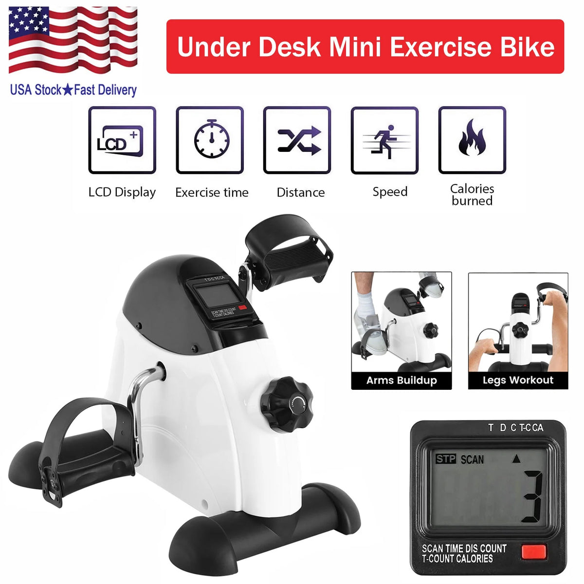Under Desk Exercise Bike with LCD Screen V434