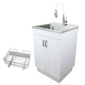 White 24-in Laundry Cabinet Sink with Stainless Steel Faucet and Basket Y1704