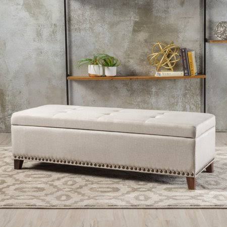 Beige Fabric Storage Ottoman O112766