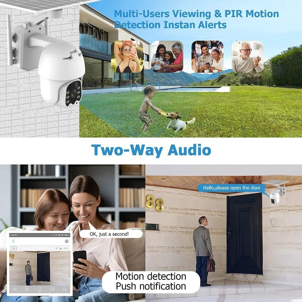 1080p Waterproof Solar Battery WiFi PTZ Camera J878