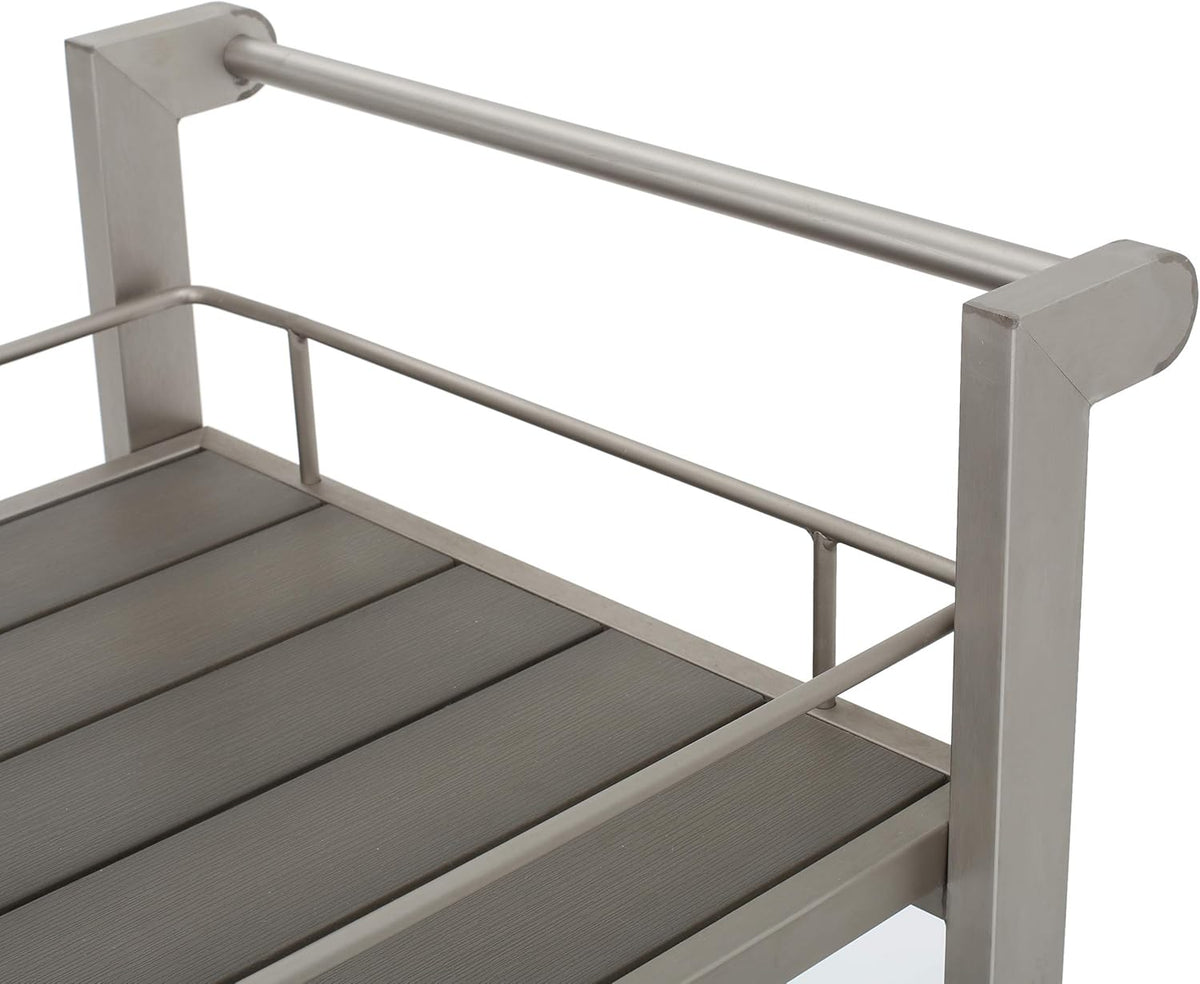 Outdoor Aluminum Bar Cart with Wood Top A600309