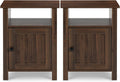 Set of 2 White Wood Grain Nightstands with Cabinet & Open Shelf O574