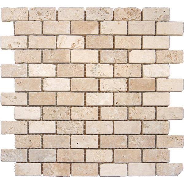 Tumbled Travertine Mesh-Mounted Mosaic Tile W763