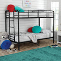Black Metal Twin over Twin Quad Bunk Bed with Ladder and Guardrails D200415