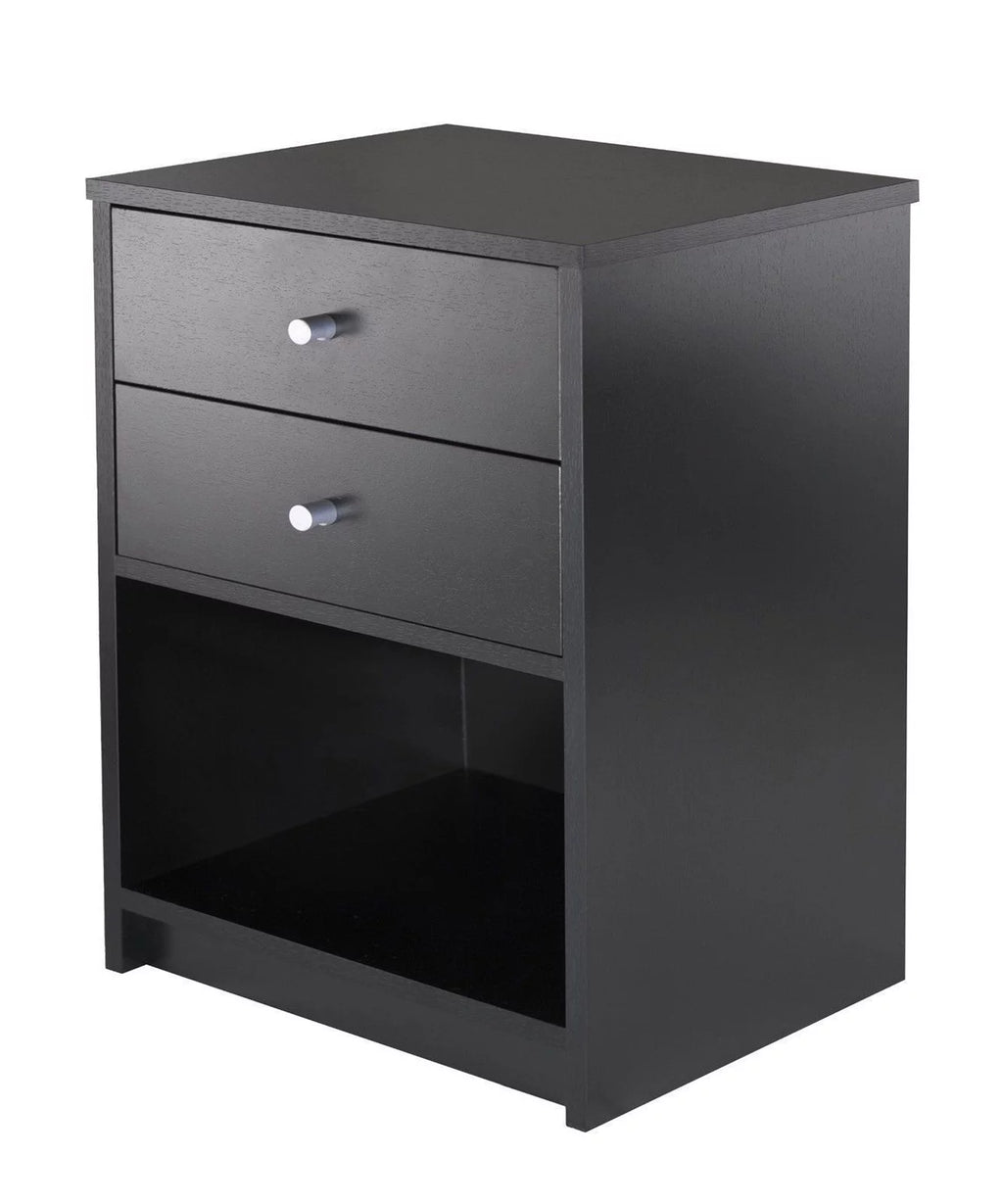 2 Drawer Black Wooden Nightstand M415230