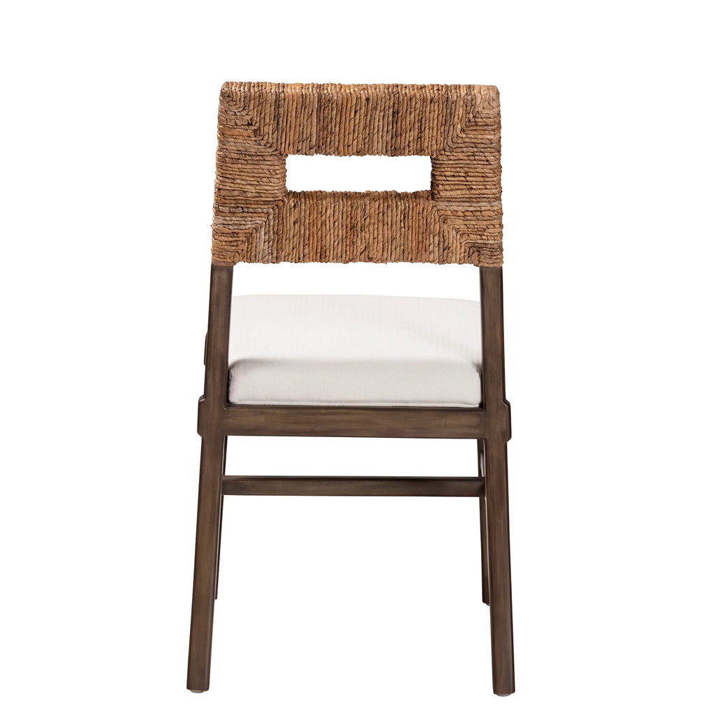 Dark Brown Mahogany Wood and Rattan Dining Chair L817372
