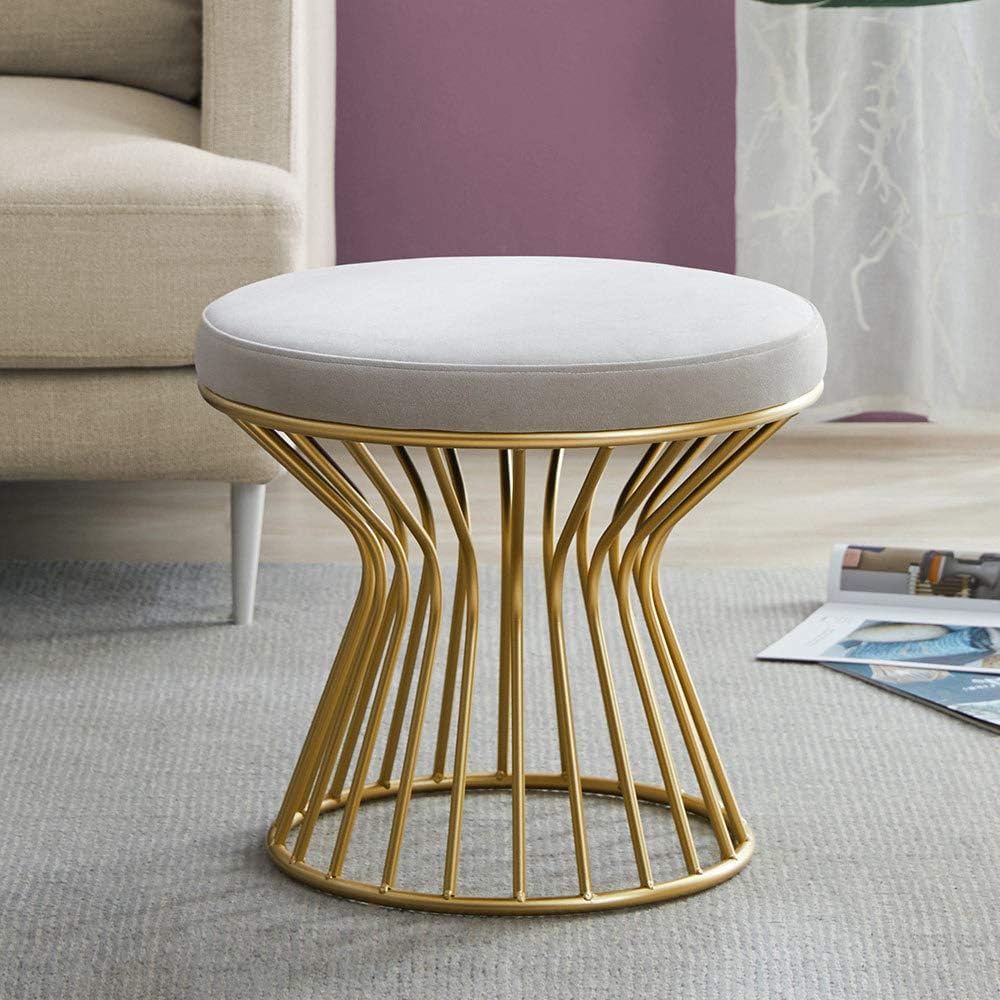 Gray Velvet Round Ottoman S606
