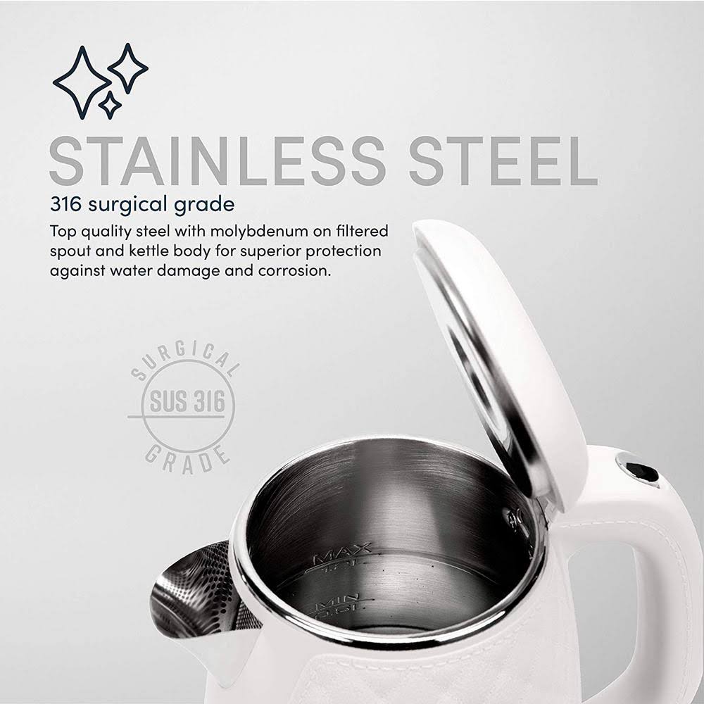White 1.2L Stainless Steel Electric Water Kettle J498