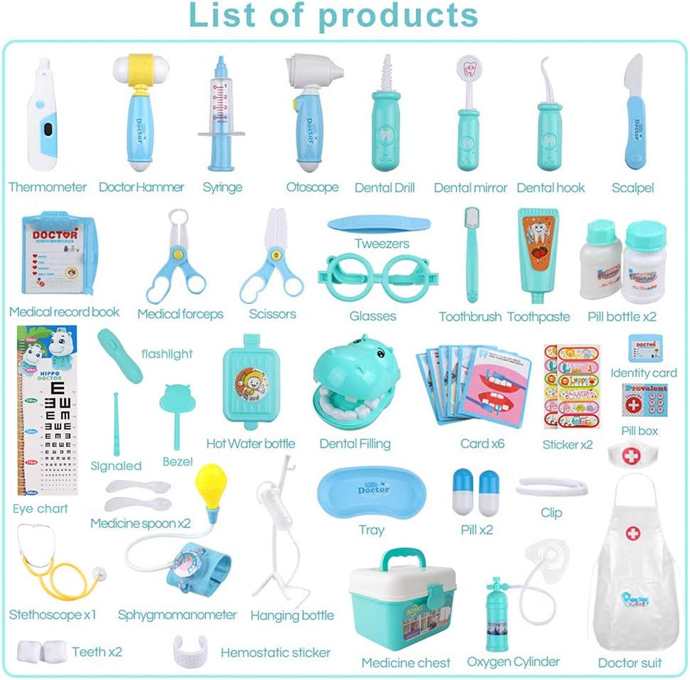 48Pcs Pretend Play Doctor Kit Toys Stethoscope Medical Kit Q4888