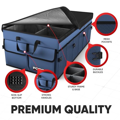 Collapsible Multi Compartment Car Trunk Organizer F27344