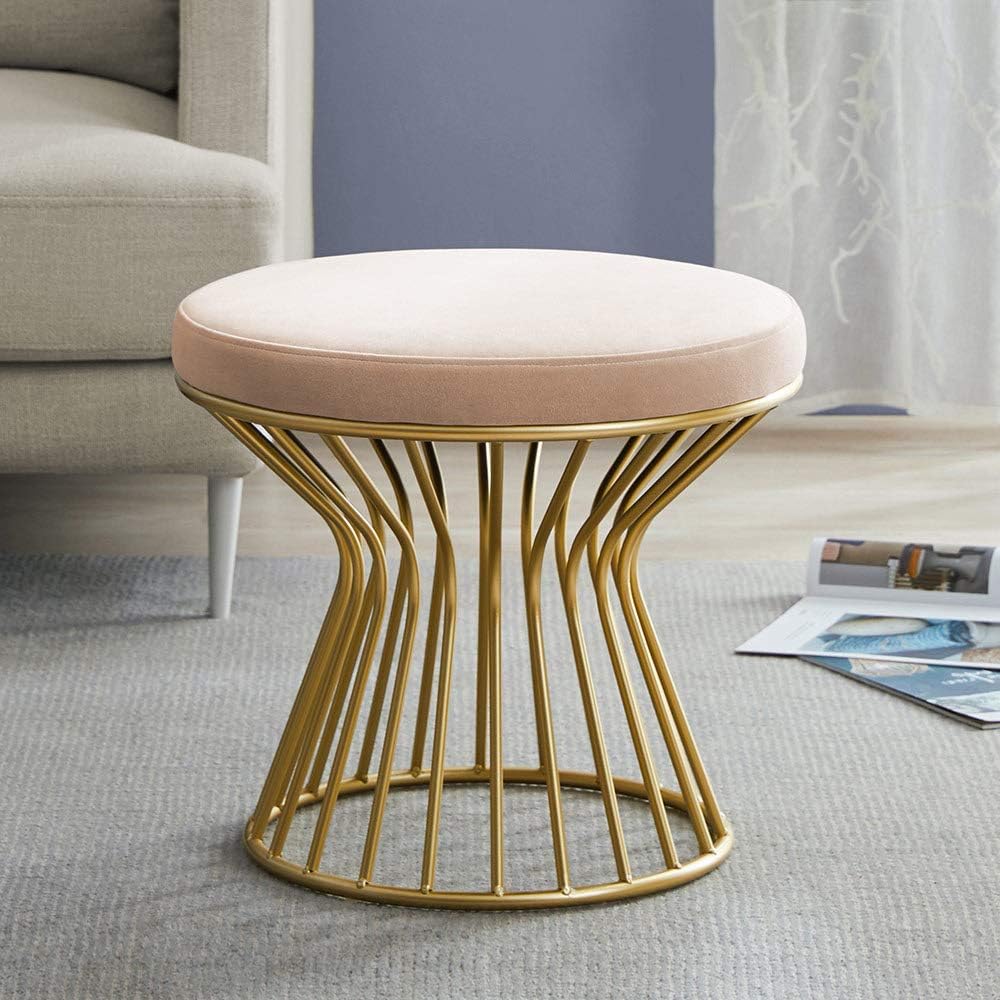 Gray Velvet Round Ottoman S606