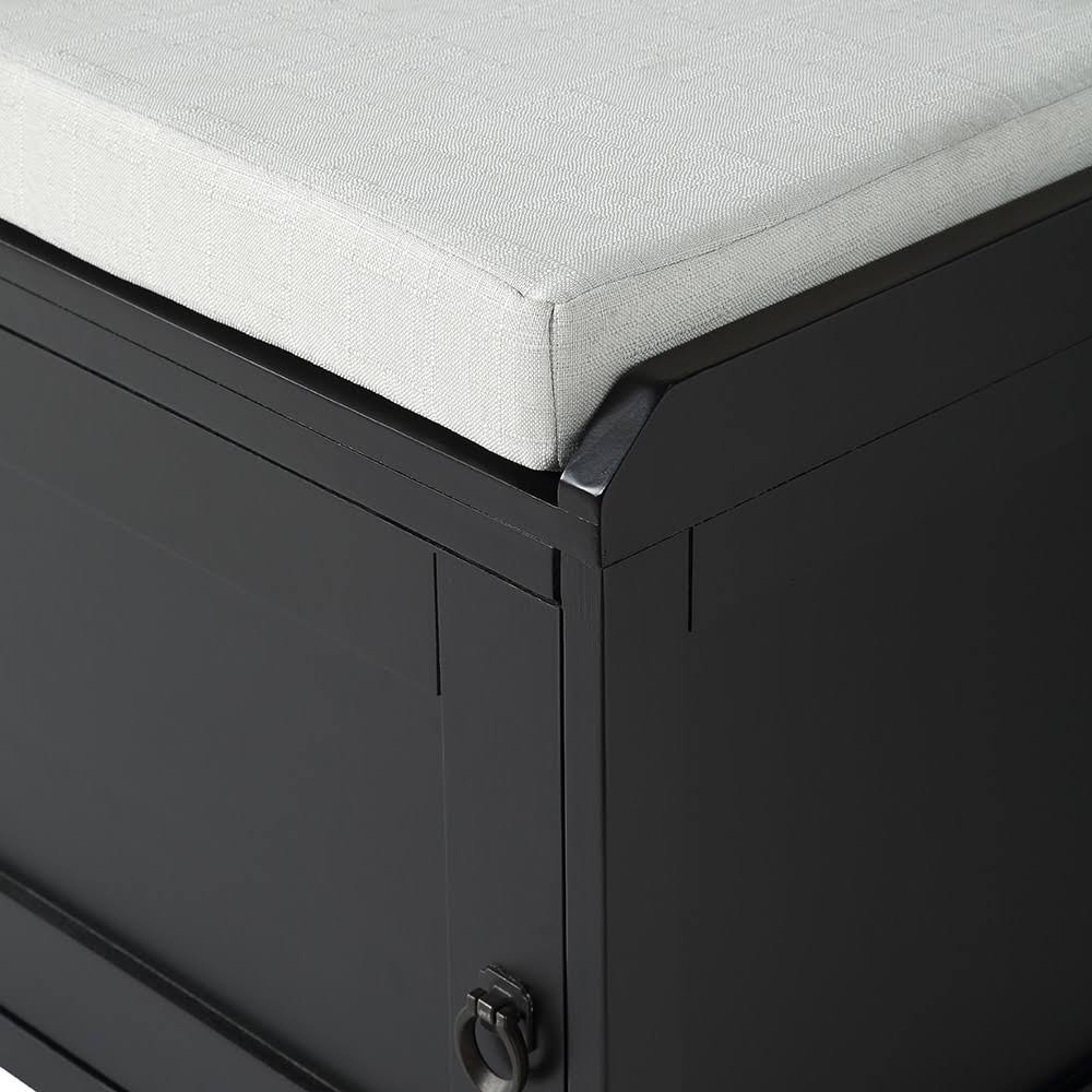 Black Wood Storage Bench with 2 Cabinets M427
