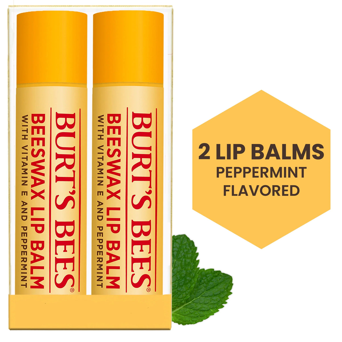 Natural Moisturizing Lip Balm with Beeswax, Vitamin E & Peppermint Oil, 4 Count U41463