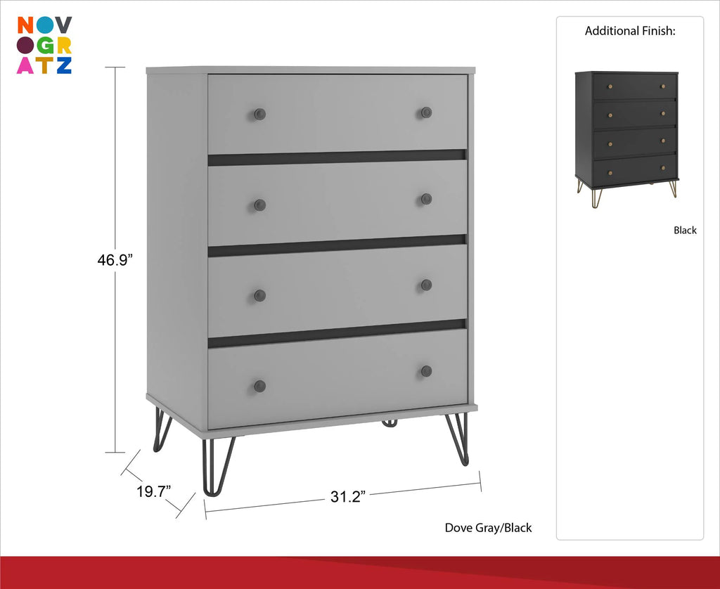 Black 4 Drawer Dresser K36228