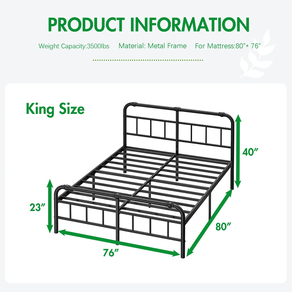 King Bed Frame with Headboard and Footboard B150