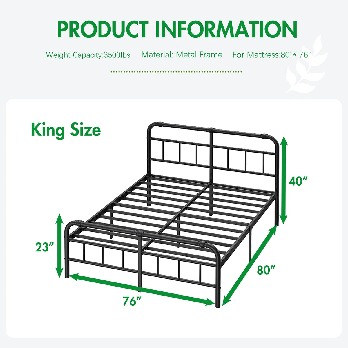 King Bed Frame with Headboard and Footboard B150