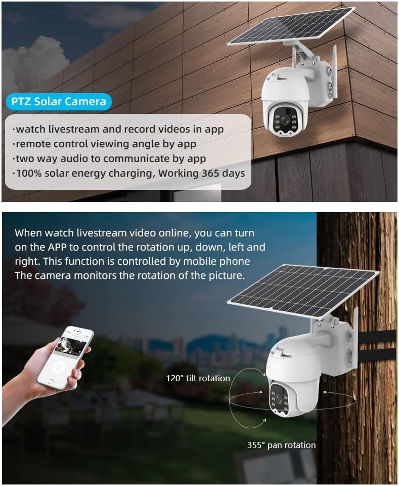 1080p Waterproof Solar Battery WiFi PTZ Camera J878