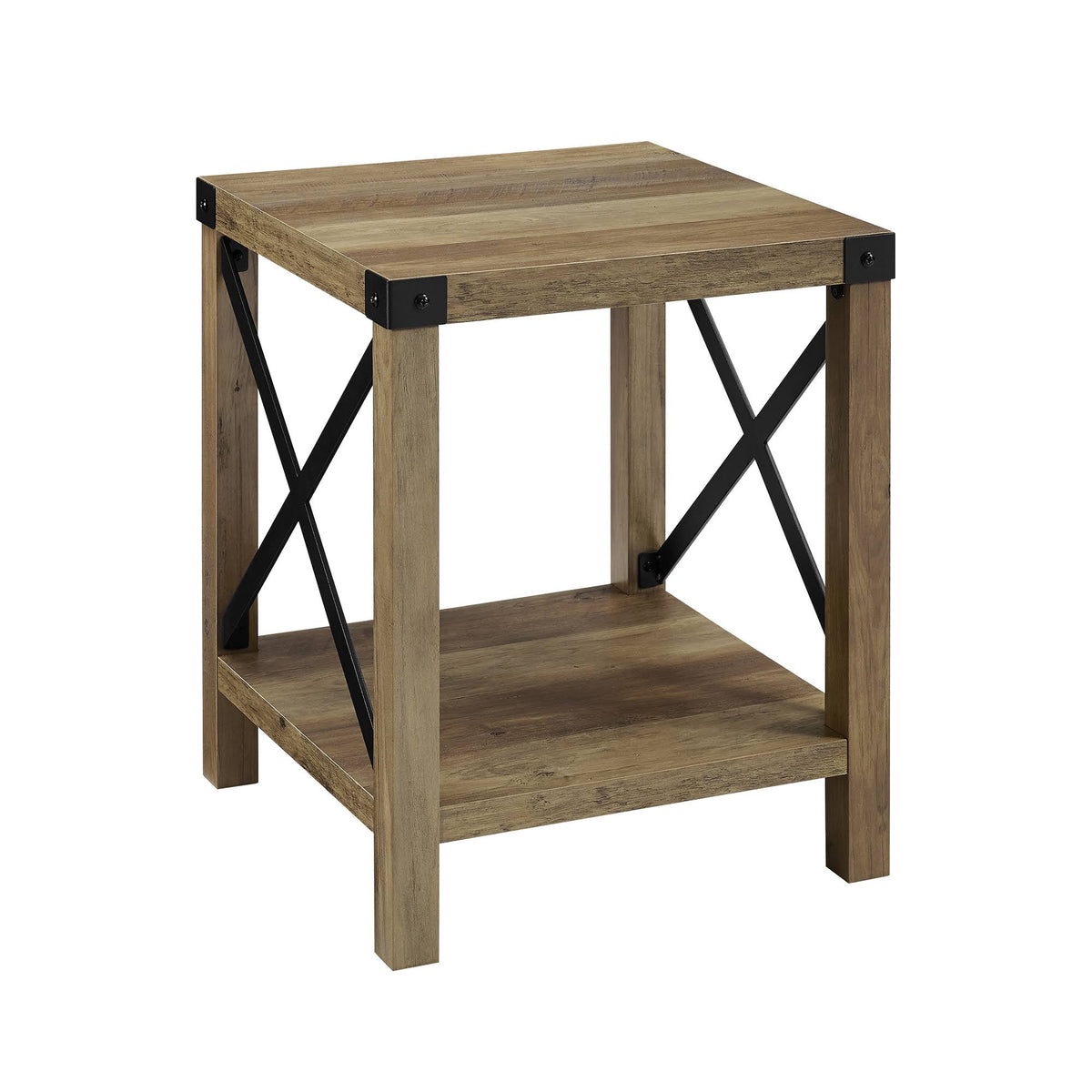 Rustic Oak Metal Side Table H4382