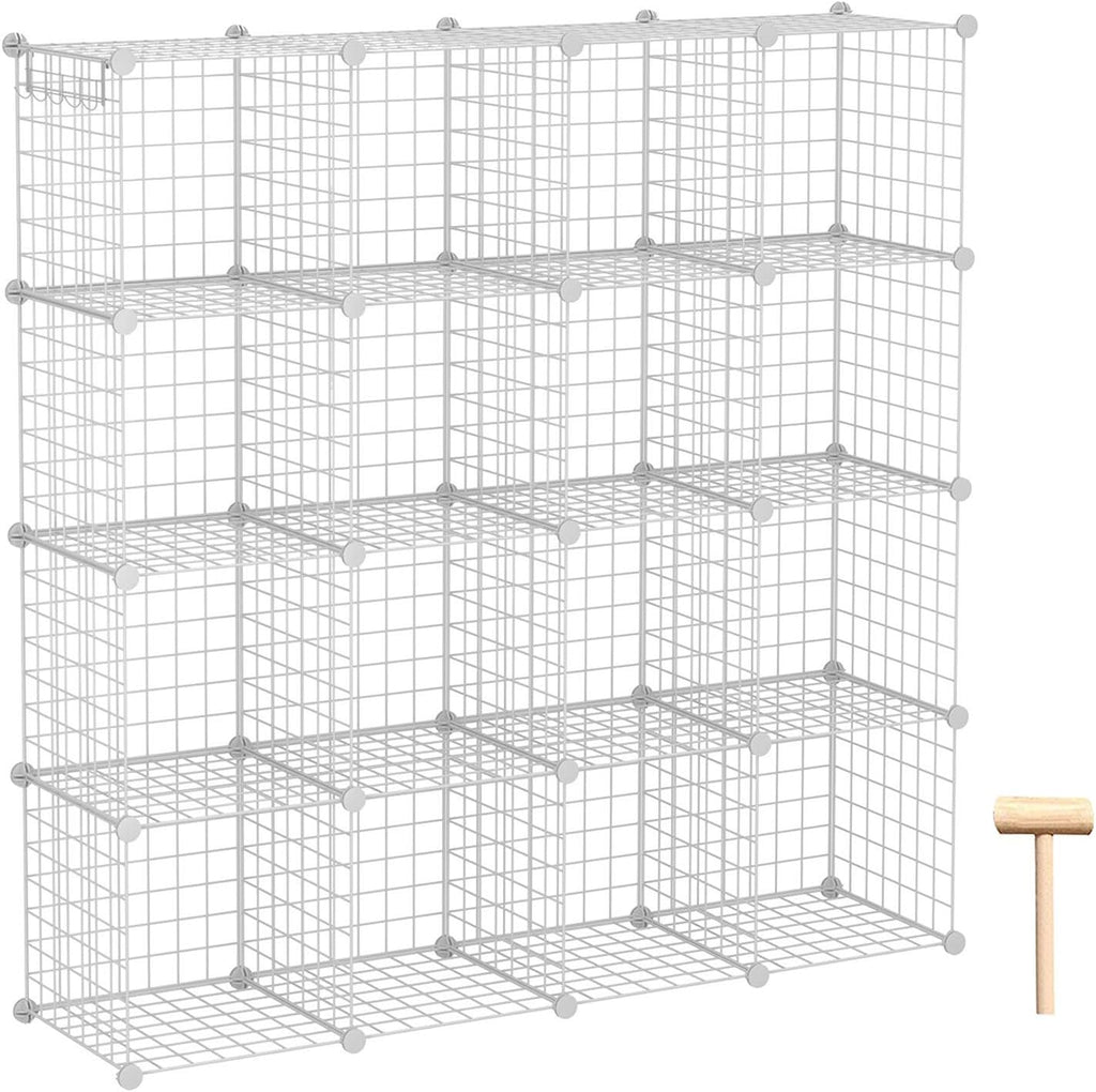 16-Cube Metal Grids Storage Organizer White I263820