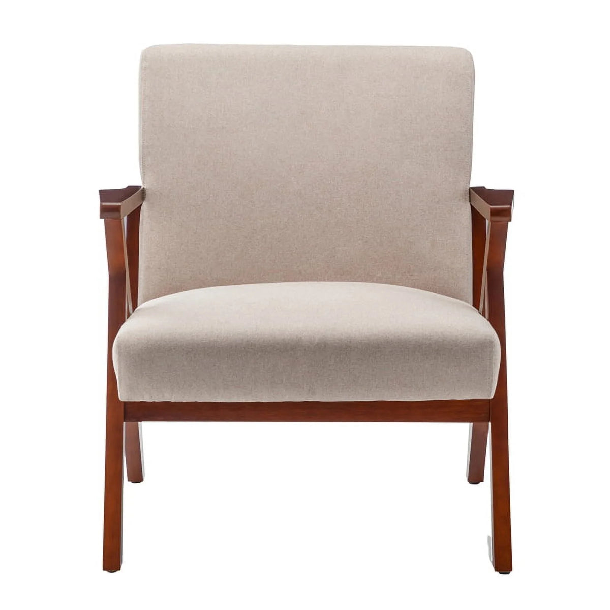 Beige Fabric Accent Lounge Armchair with Ottoman K354