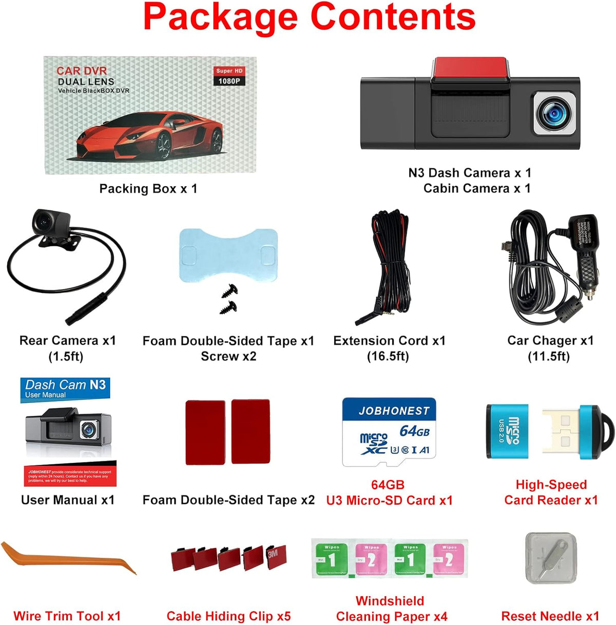 3 Channel Dash Cam Front and Rear Inside 1080P R591606