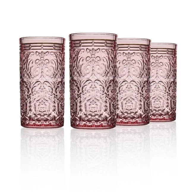 14 oz Pink Set of 4 Highballs Glasses V49120